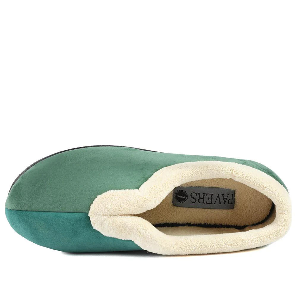 Wide Fit Cosy Antibacterial Full Slippers - QING32013 / 319 075 - Green - Image 4