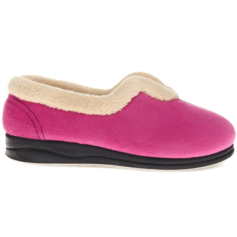 Wide Fit Cosy Antibacterial Full Slippers - QING32013 / 319 075 - Navy Raspberry - Image 2