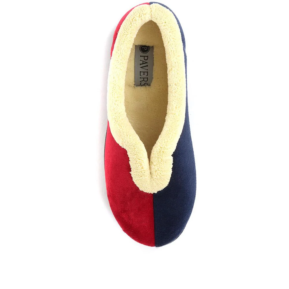 Wide Fit Cosy Antibacterial Full Slippers - QING32013 / 319 075 - Navy-Red - Image 4