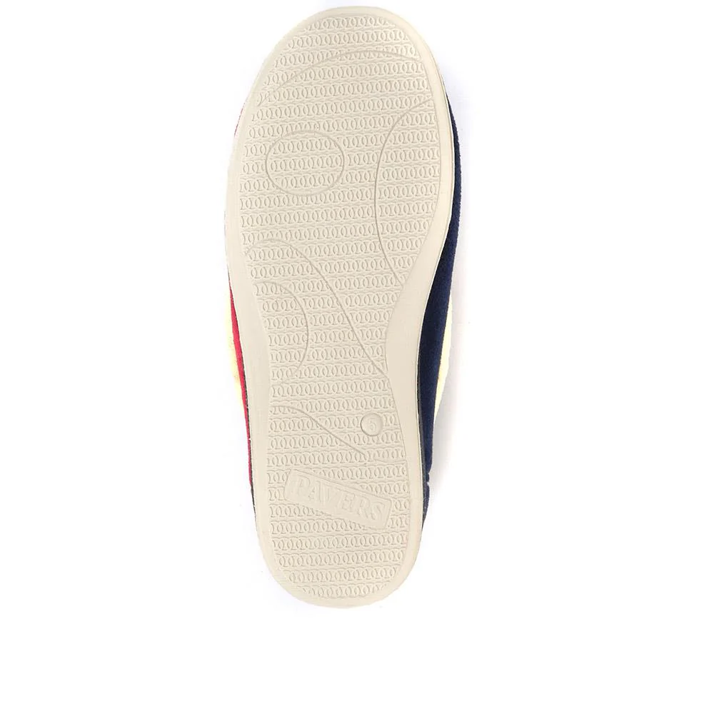 Wide Fit Cosy Antibacterial Full Slippers - QING32013 / 319 075 - Navy-Red - Image 5