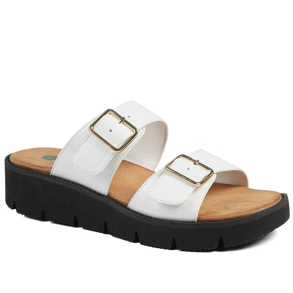 Wide Fit Cushioned Buckled Sandals - BAIZH43015 / 329 140 - Image 2