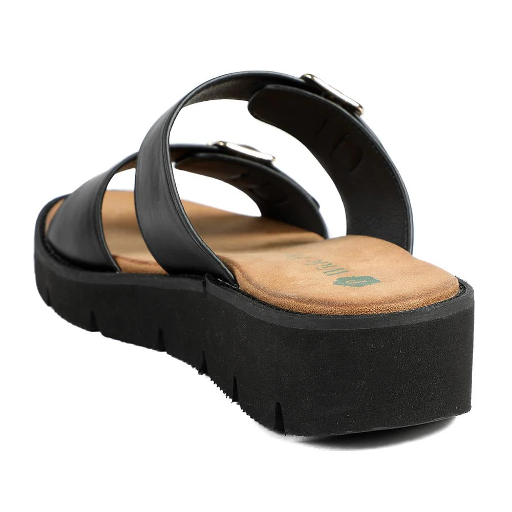 Wide Fit Cushioned Buckled Sandals - BAIZH43015 / 329 140 - Black - Image 4