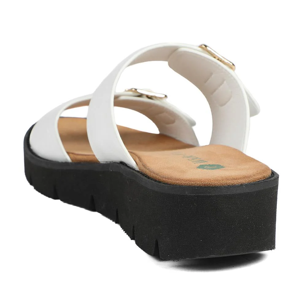 Wide Fit Cushioned Buckled Sandals - BAIZH43015 / 329 140 - White - Image 4