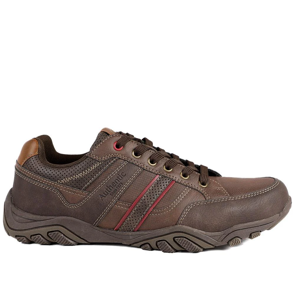 Wide Fit Cushioned Rugged Lace Up Shoes - VSHI43007 / 329 039 - Brown - Image 2