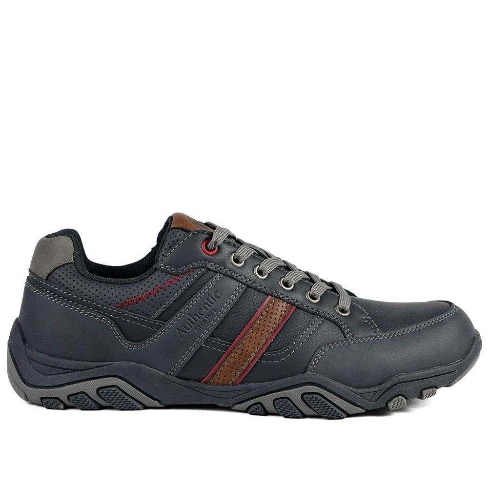 Wide Fit Cushioned Rugged Lace Up Shoes - VSHI43007 / 329 039 - Navy - Image 2