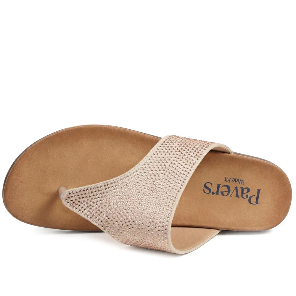 Wide Fit Cushioned Toe Post Sandals - BAIZH43055 / 329 378 - Blush - Image 4