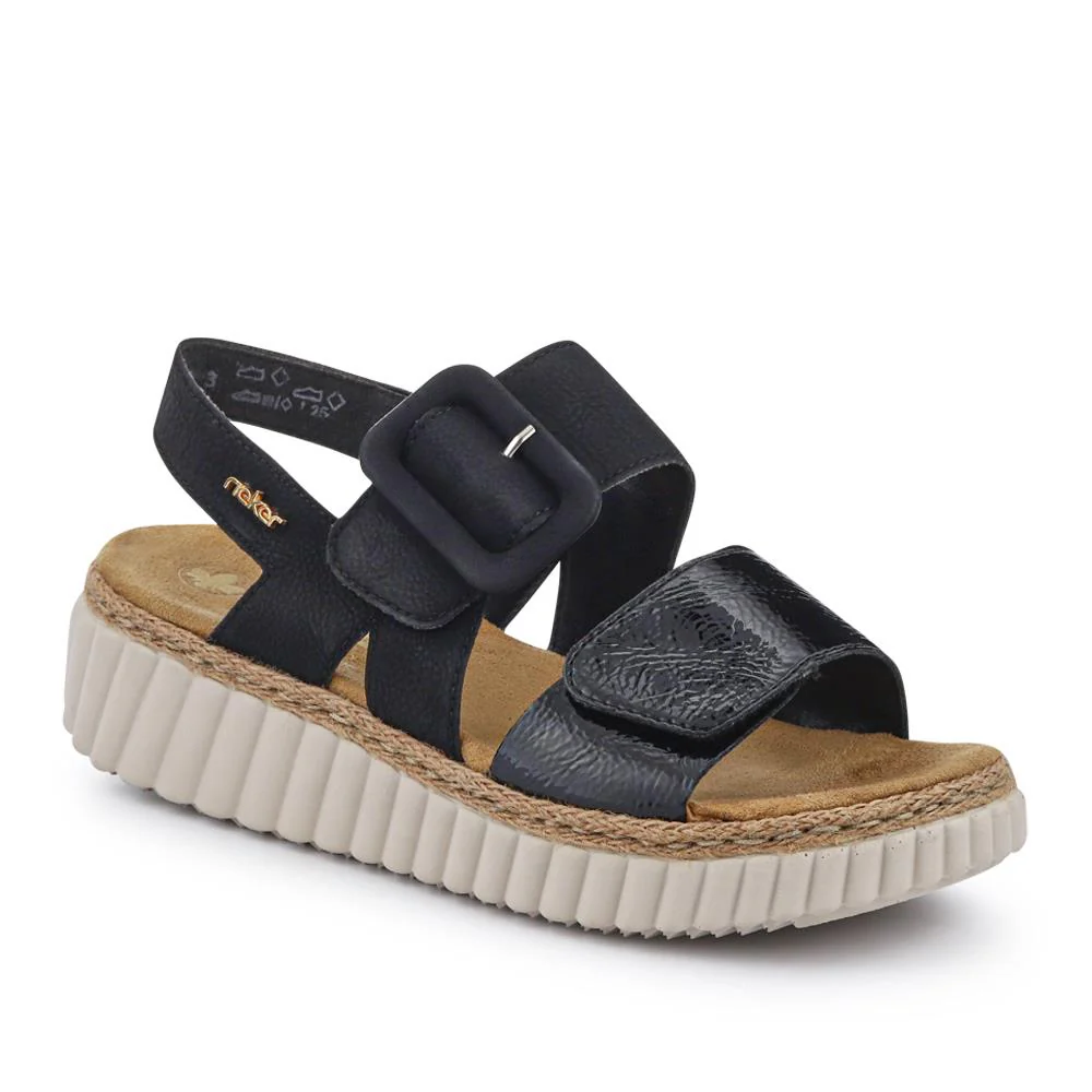 Wide-Fit Cushioned Wedge Sandals - RKR41539 / 327 288 - Black