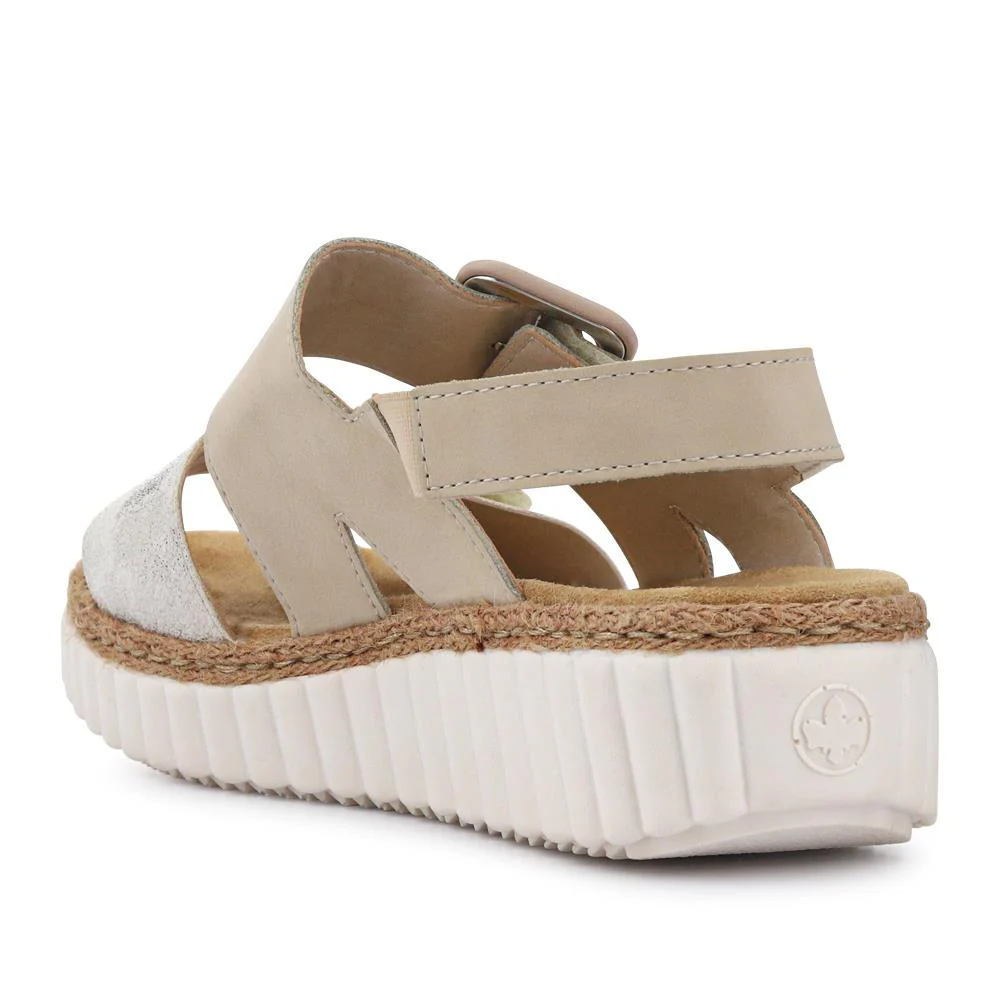 Wide-Fit Cushioned Wedge Sandals - RKR41539 / 327 288 - Beige - Image 4
