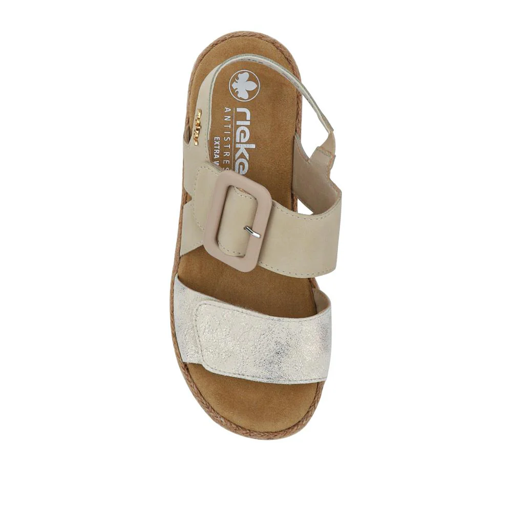 Wide-Fit Cushioned Wedge Sandals - RKR41539 / 327 288 - Beige - Image 5