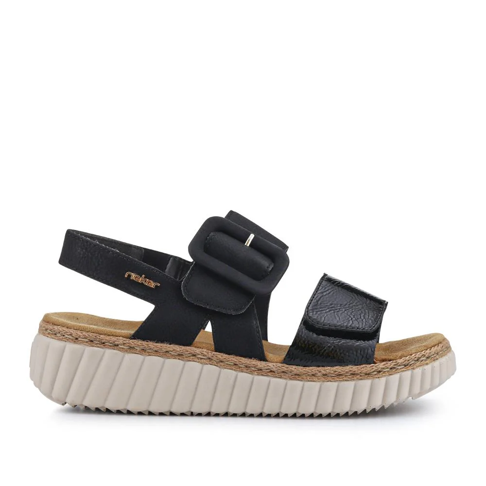 Wide-Fit Cushioned Wedge Sandals - RKR41539 / 327 288 - Black - Image 2