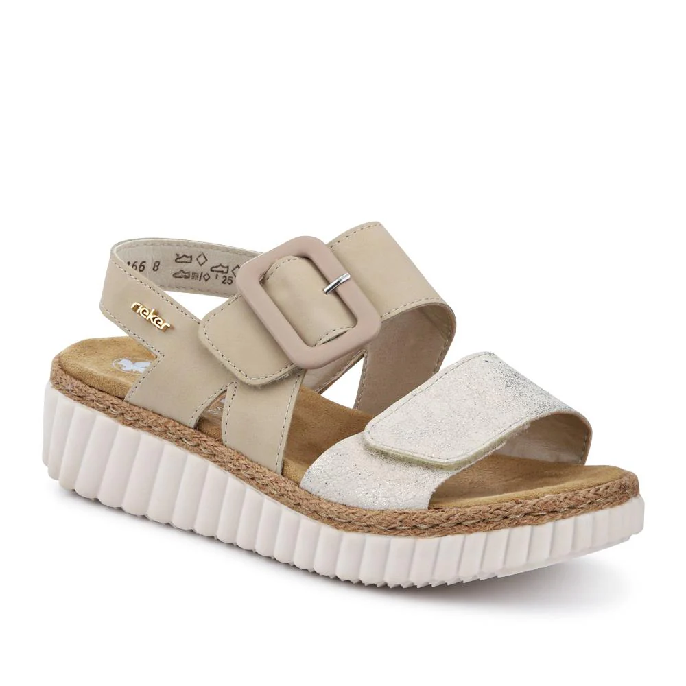 Wide-Fit Cushioned Wedge Sandals - RKR41539 / 327 288 - Beige