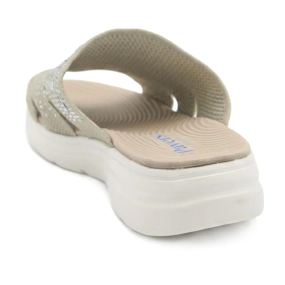 Wide Fit Diamante Cushioning Mule Sandals - BRK43024 / 329 365 - Natural - Image 3