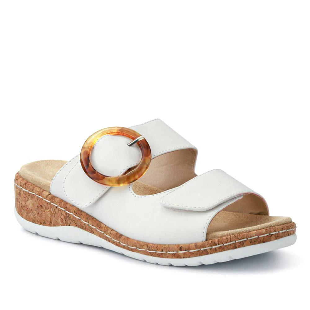 Wide Fit Dual-Fasten Mules - WBINS41103 / 327 398 - White