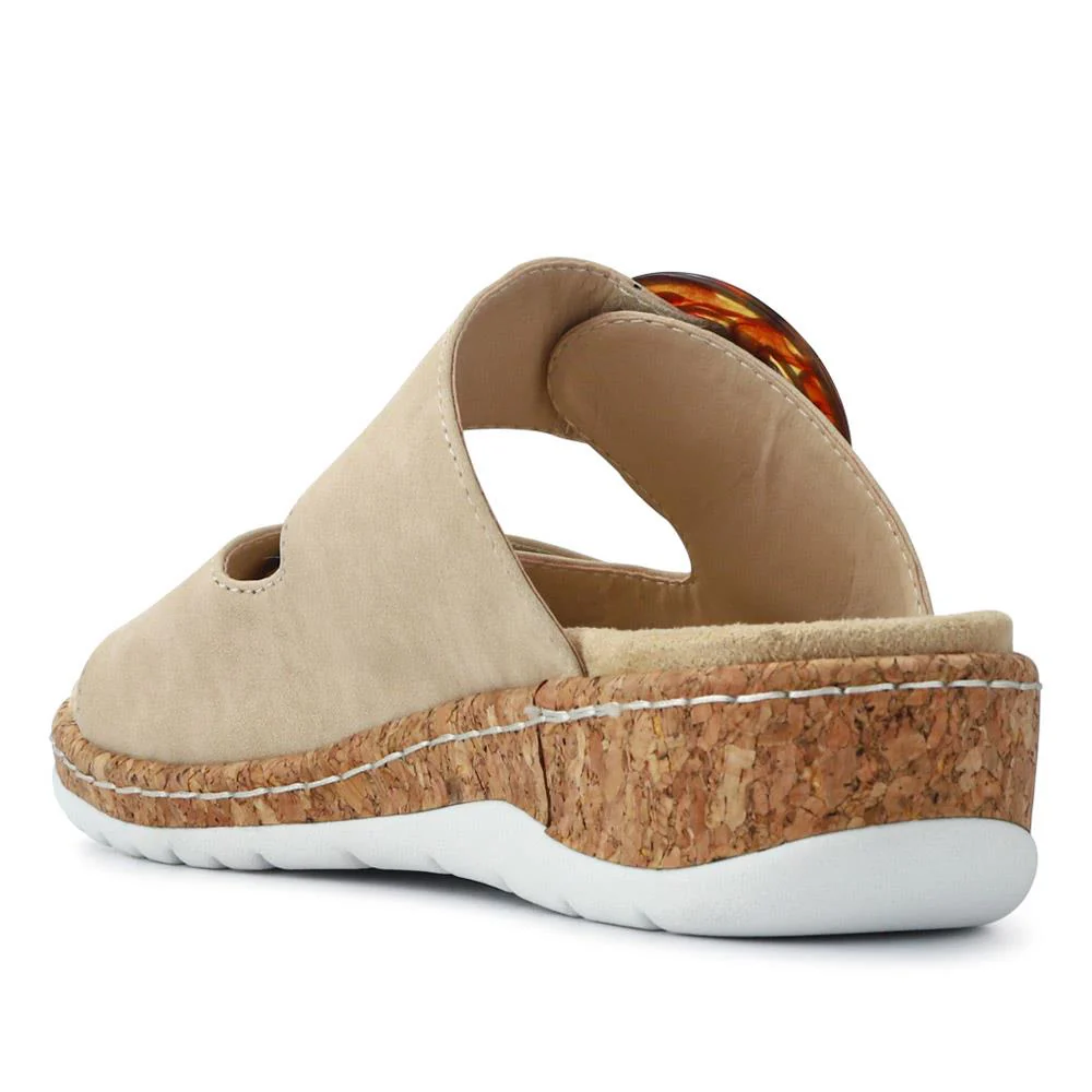 Wide Fit Dual-Fasten Mules - WBINS41103 / 327 398 - Beige - Image 3