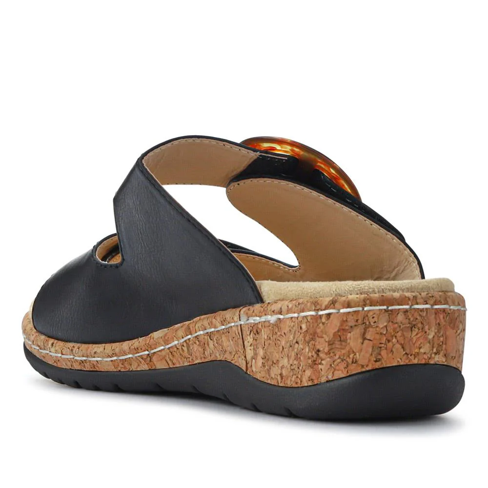 Wide Fit Dual-Fasten Mules - WBINS41103 / 327 398 - Black - Image 4