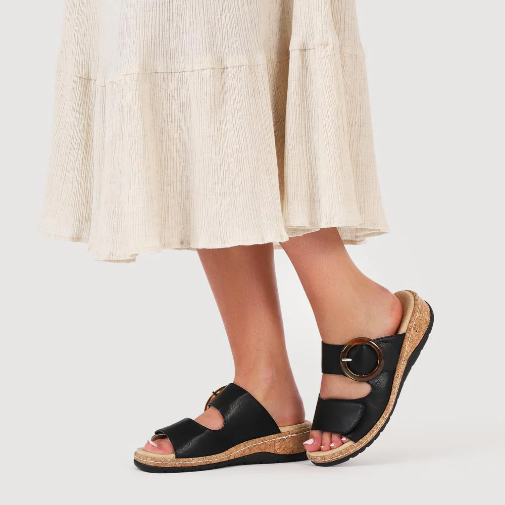Wide Fit Dual-Fasten Mules - WBINS41103 / 327 398 - Black - Image 6