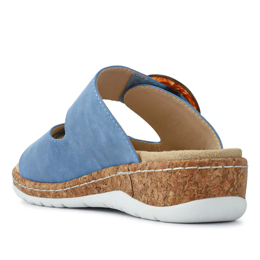 Wide Fit Dual-Fasten Mules - WBINS41103 / 327 398 - Blue - Image 3