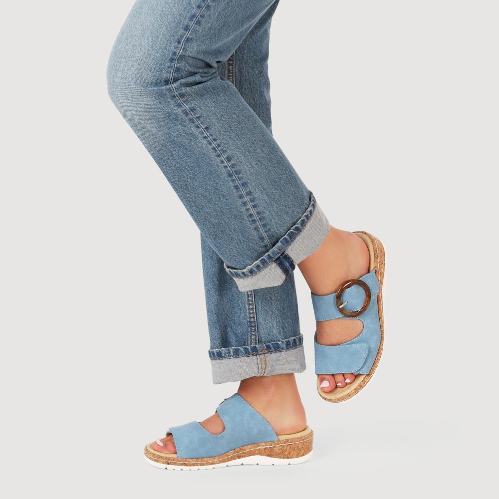 Wide Fit Dual-Fasten Mules - WBINS41103 / 327 398 - Blue - Image 5