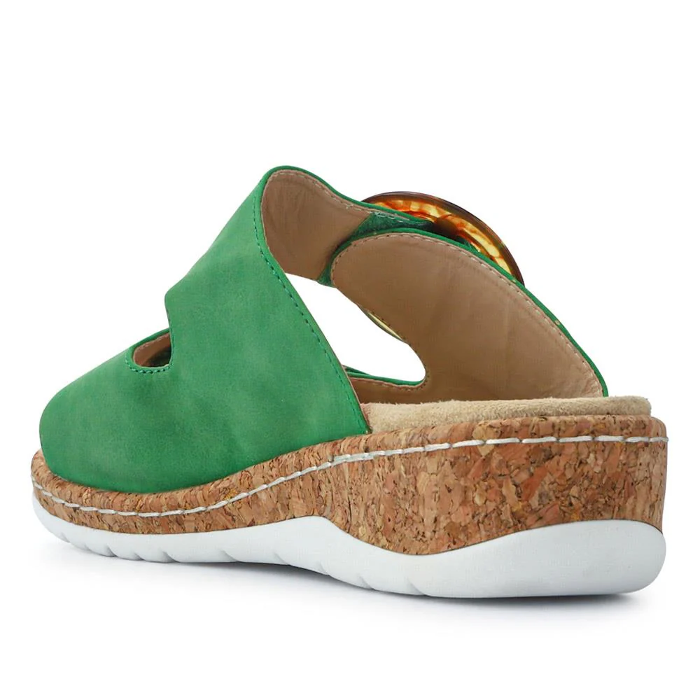 Wide Fit Dual-Fasten Mules - WBINS41103 / 327 398 - Green - Image 3