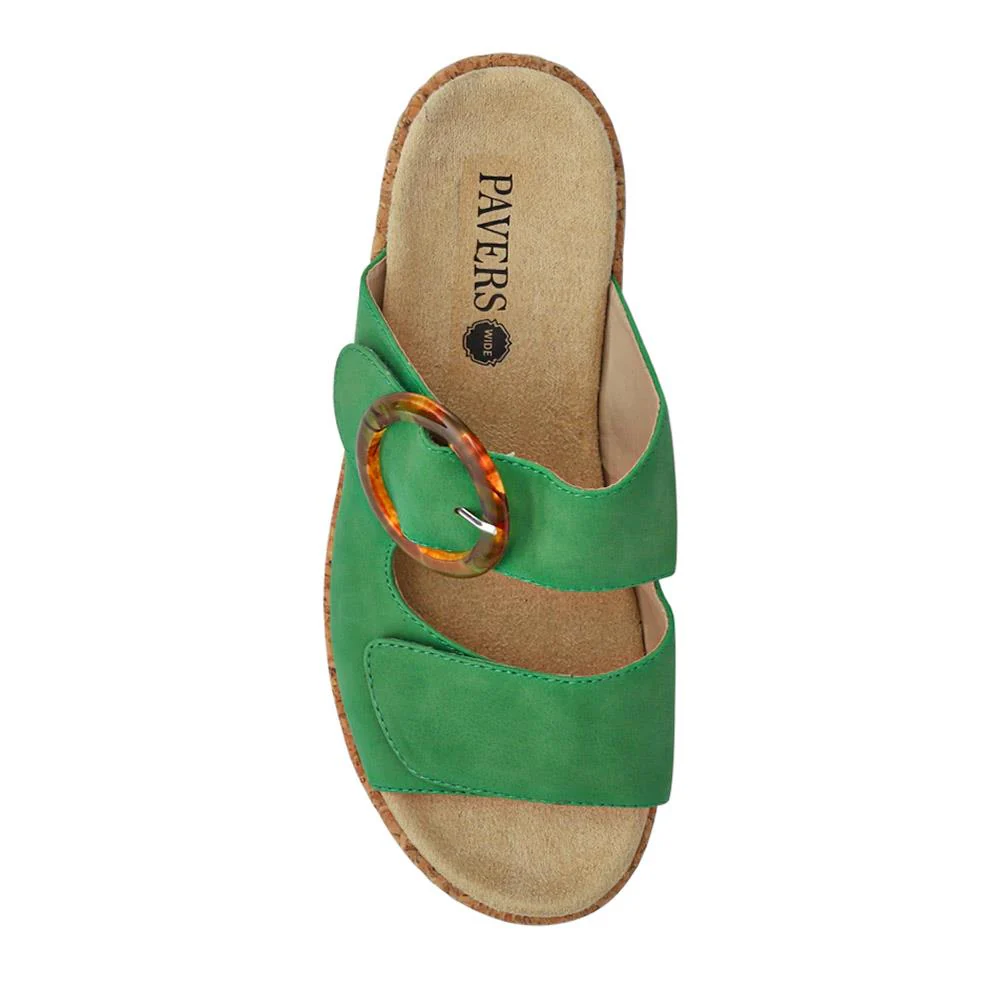 Wide Fit Dual-Fasten Mules - WBINS41103 / 327 398 - Green - Image 4