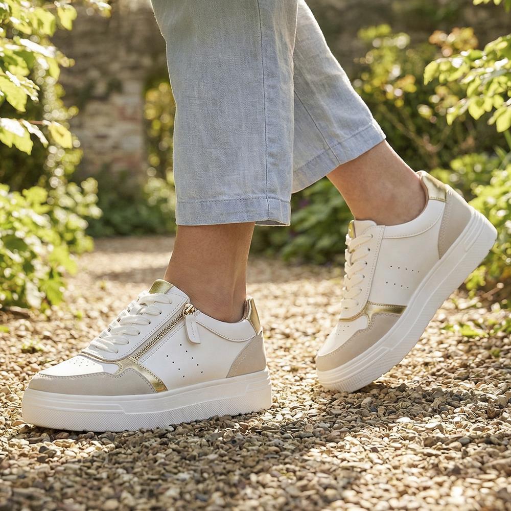 Wide-Fit Dual-Fasten Platform Trainers - BELWBINS41004 / 326 812 - White Multi - Image 2