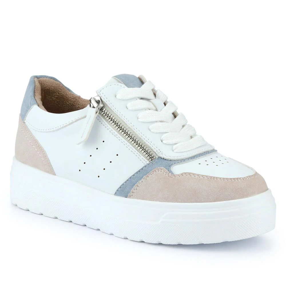 Wide-Fit Dual-Fasten Platform Trainers - BELWBINS41004 / 326 812 - White