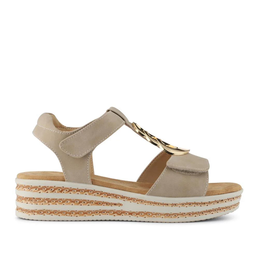 Wide-Fit Dual-Touch-Fasten Sandals - WBINS41110 / 327 618 - Beige - Image 3