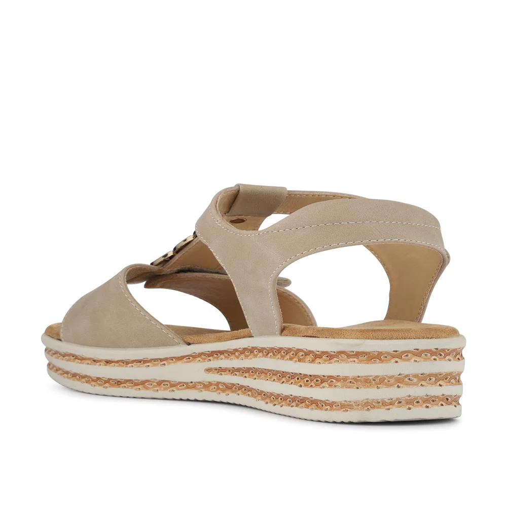 Wide-Fit Dual-Touch-Fasten Sandals - WBINS41110 / 327 618 - Beige - Image 4