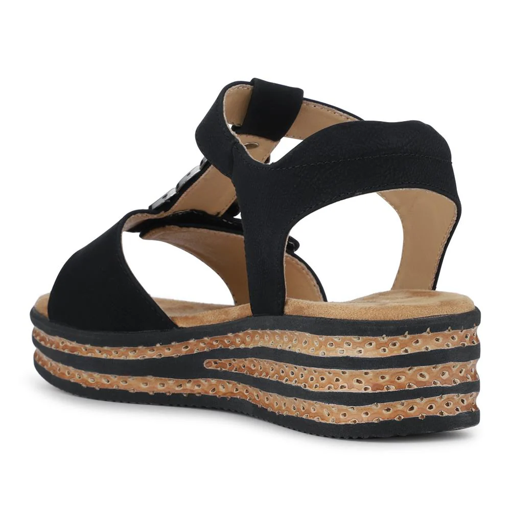 Wide-Fit Dual-Touch-Fasten Sandals - WBINS41110 / 327 618 - Black - Image 4