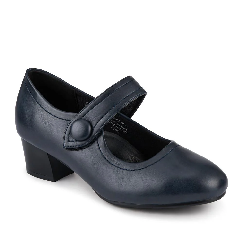 Wide-Fit Elasticated Block-Heeled Mary Janes - WK42001 / 327 952 - Image 2