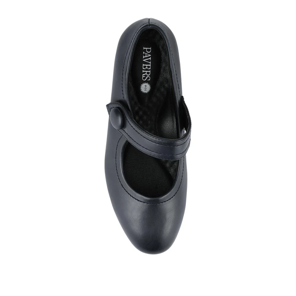 Wide Fit Touch-Fasten Heeled Mary Janes - WK42001 / 327 952 - Navy - Image 4