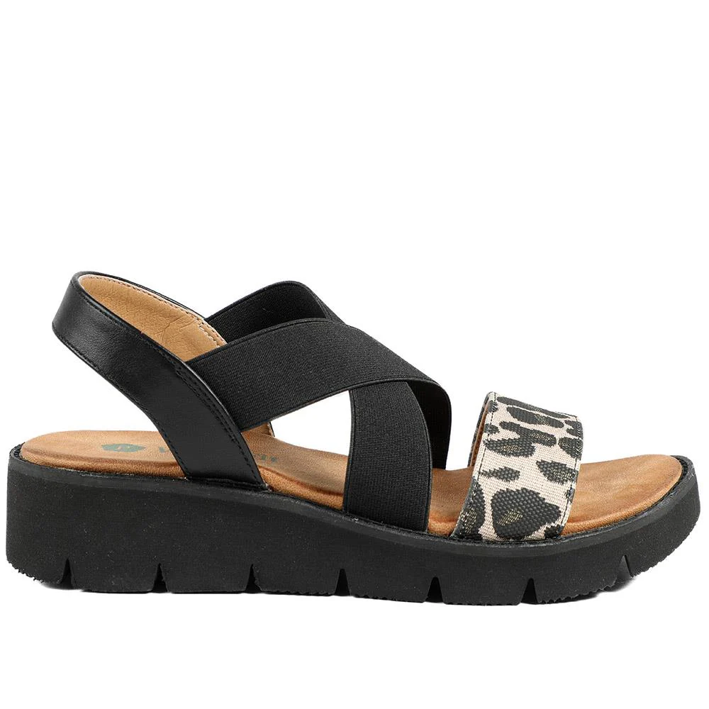 Wide Fit Elasticated Fashionable Sandals - BAIZH43026 / 328 881 - Black Multi - Image 3