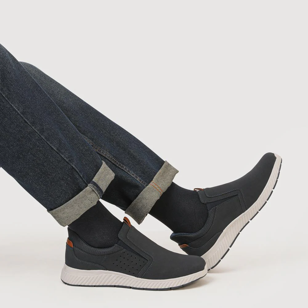 Wide Fit Elasticated Slip-On Shoes - GANG41015 / 327 551 - Navy - Image 5