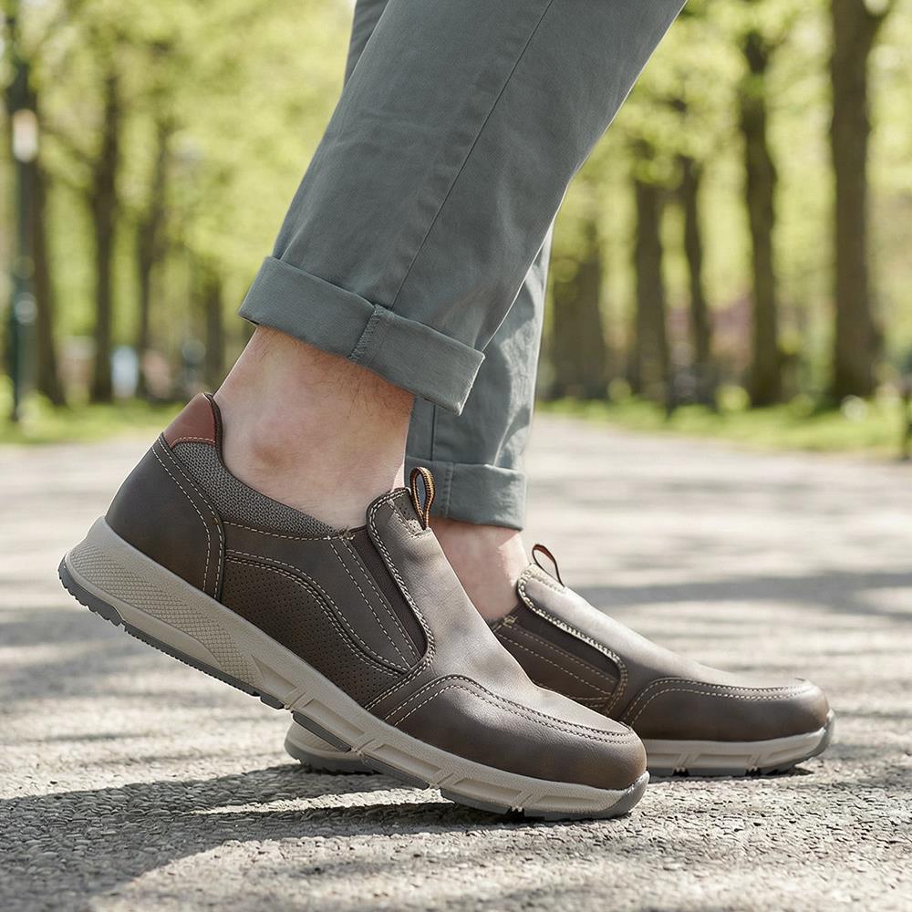 Wide-Fit Elasticated Slip On Shoes - WBINS42062 / 327 868 - Dark Brown - Image 2