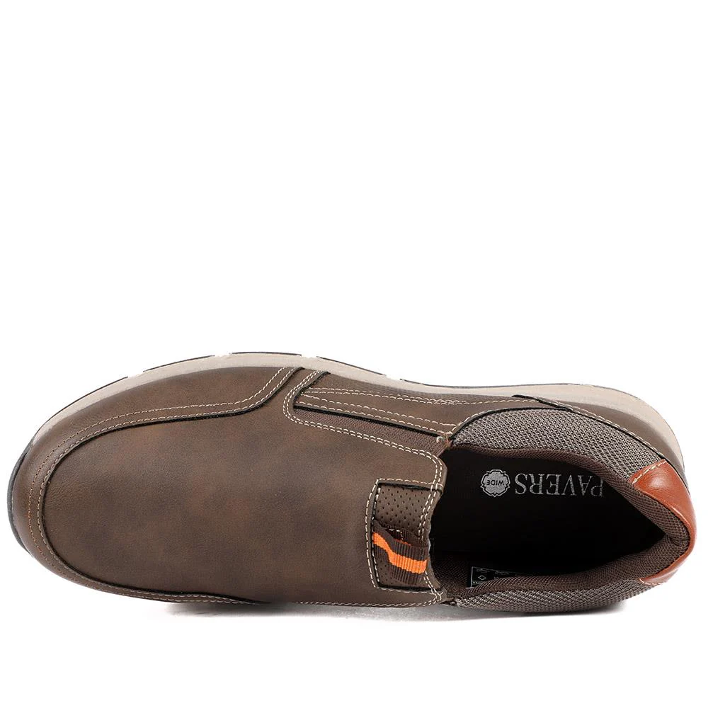 Wide-Fit Elasticated Slip On Shoes - WBINS42062 / 327 868 - Dark Brown - Image 5