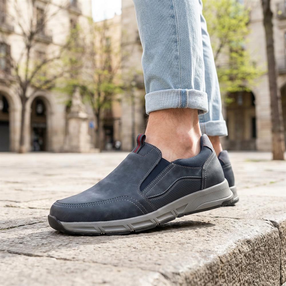 Wide-Fit Elasticated Slip On Shoes - WBINS42062 / 327 868 - Navy - Image 2