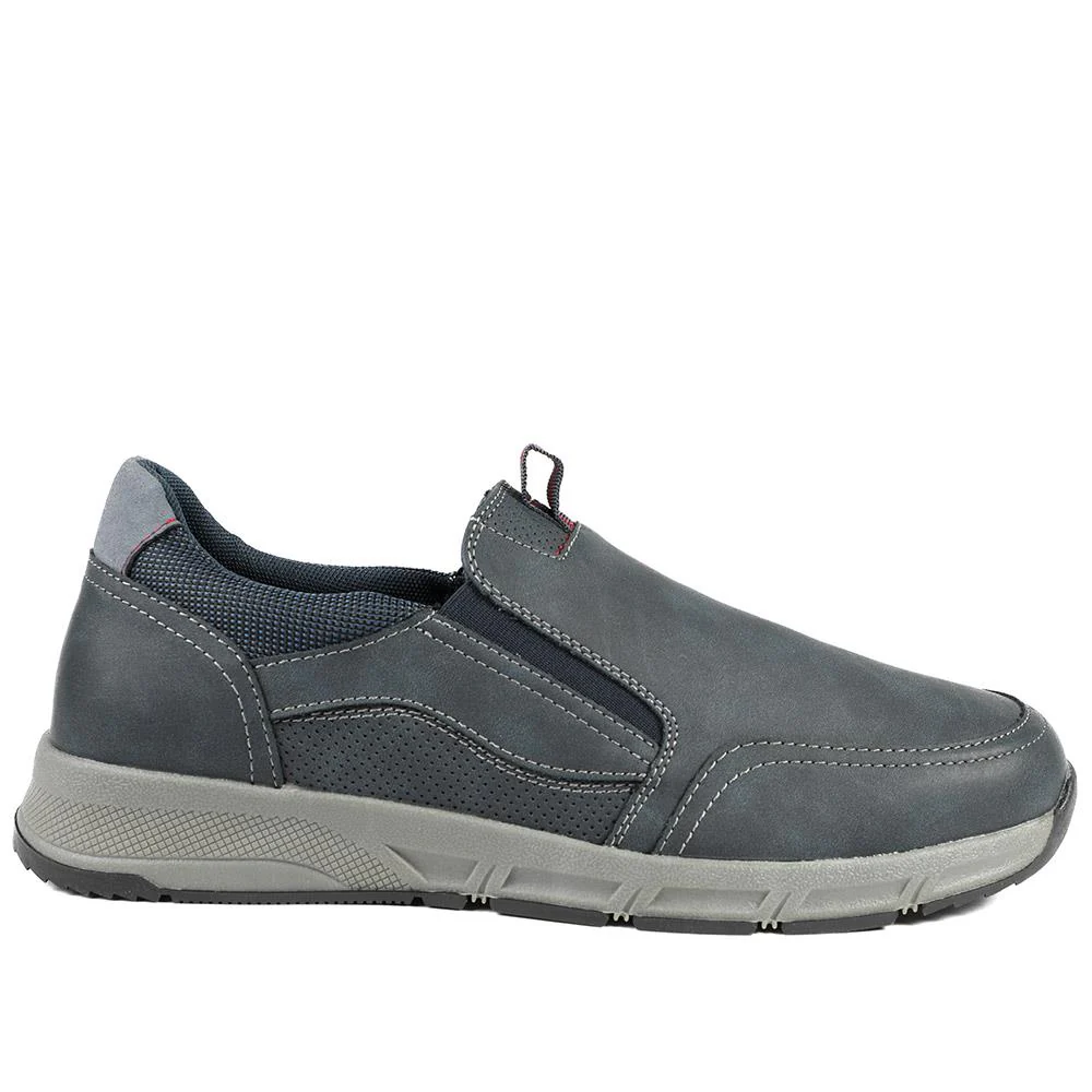 Wide-Fit Elasticated Slip On Shoes - WBINS42062 / 327 868 - Navy - Image 3