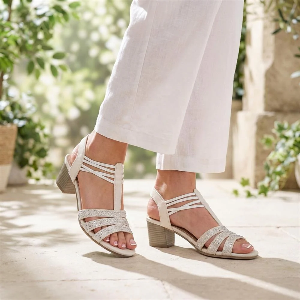 Wide Fit Embellished Strappy Sandals - PLAN43004 / 328 897 - Beige - Image 2