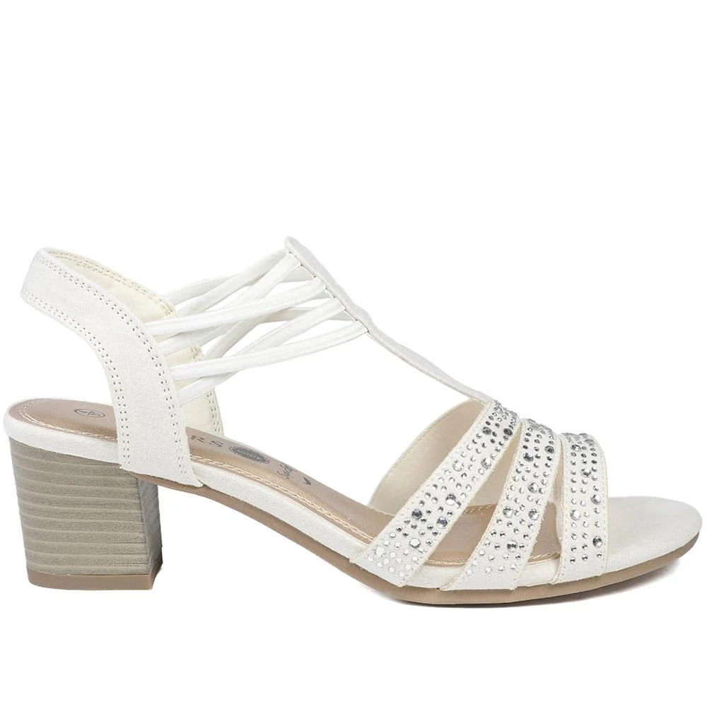 Wide Fit Embellished Strappy Sandals - PLAN43004 / 328 897 - Beige - Image 3