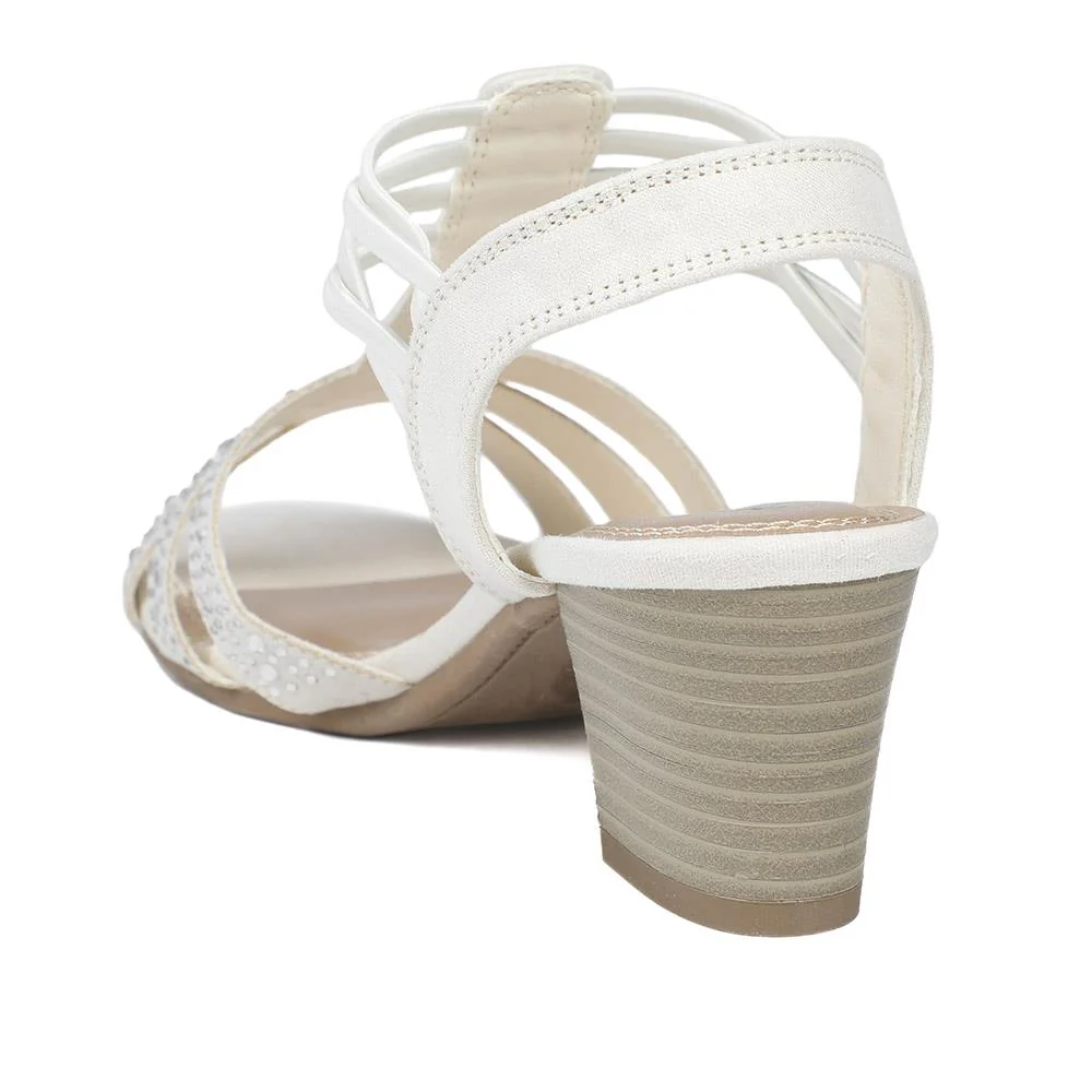 Wide Fit Embellished Strappy Sandals - PLAN43004 / 328 897 - Beige - Image 4