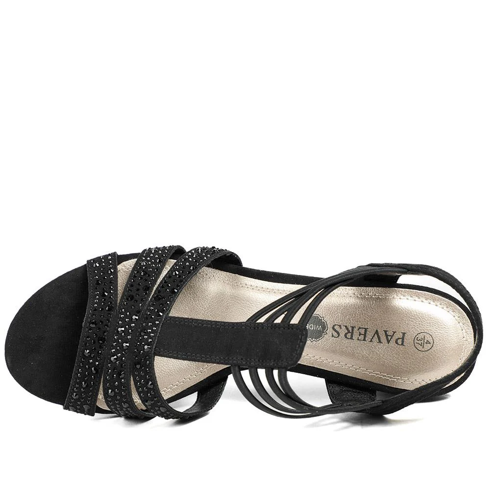 Wide Fit Embellished Strappy Sandals - PLAN43004 / 328 897 - Black - Image 4
