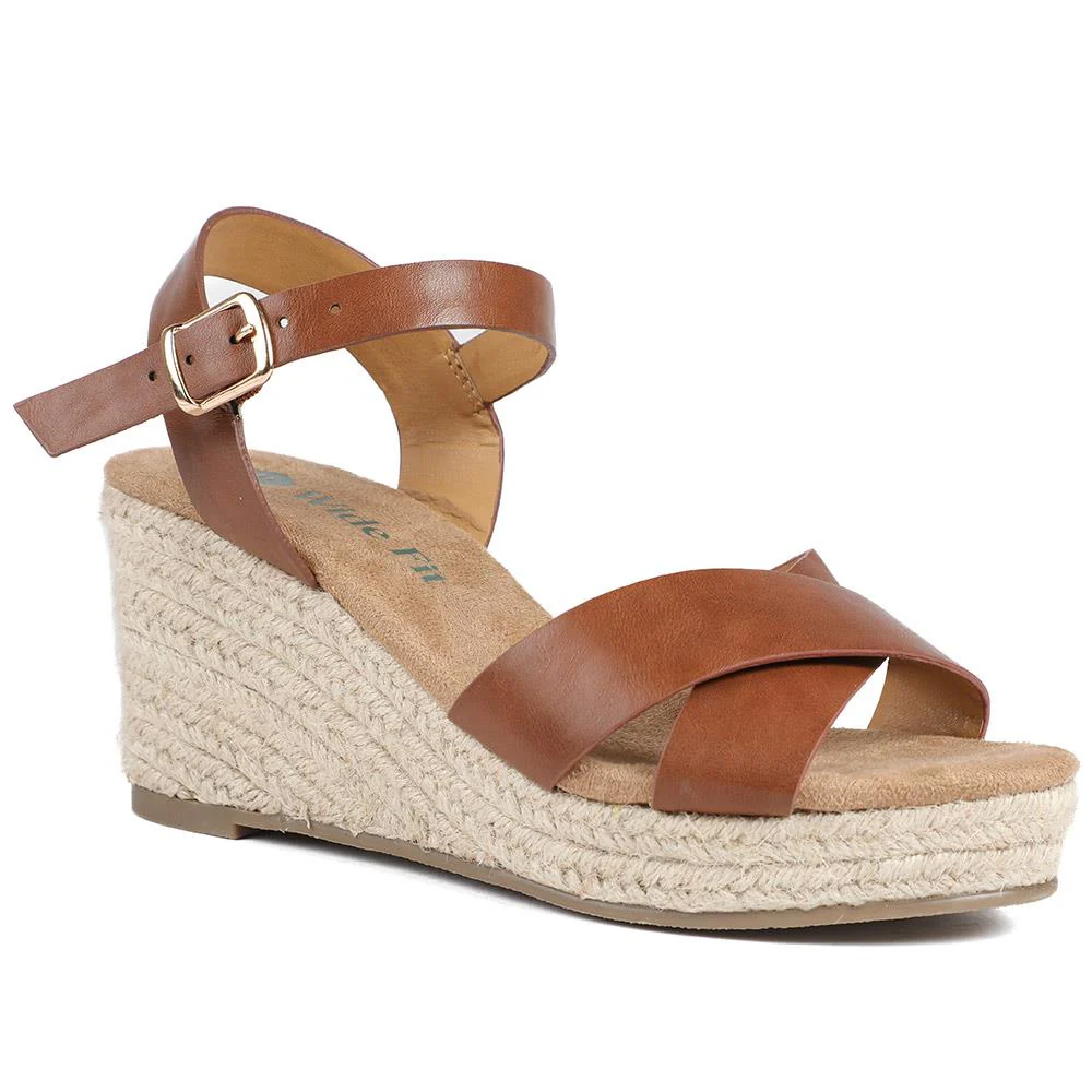 Wide Fit Espadrille Wedge Sandals - WBINS37095W / 329 258