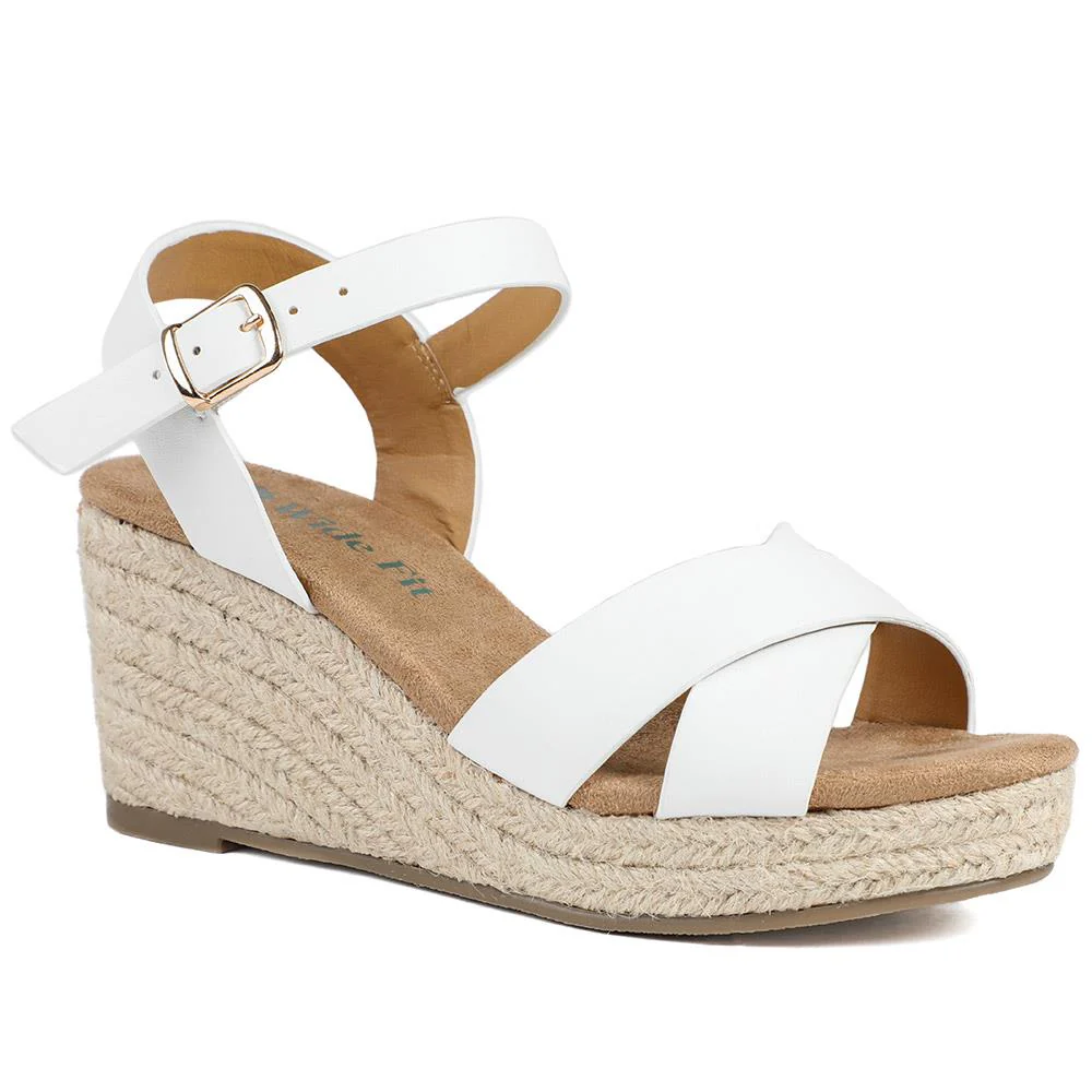 Wide Fit Espadrille Wedge Sandals - WBINS37095W / 329 258 - Image 2