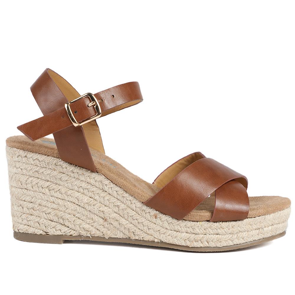 Wide Fit Espadrille Wedge Sandals - WBINS37095W / 329 258 - Tan - Image 2