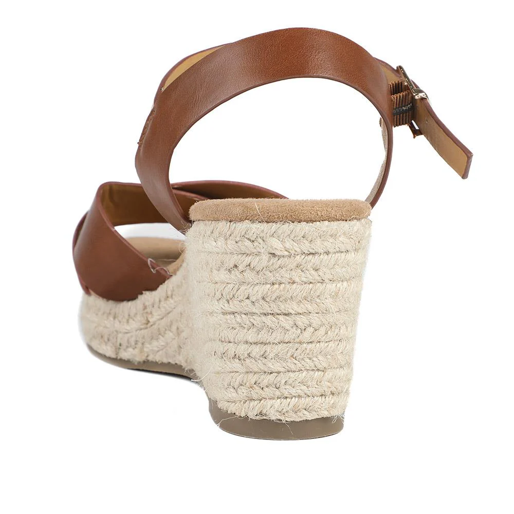 Wide Fit Espadrille Wedge Sandals - WBINS37095W / 329 258 - Tan - Image 3