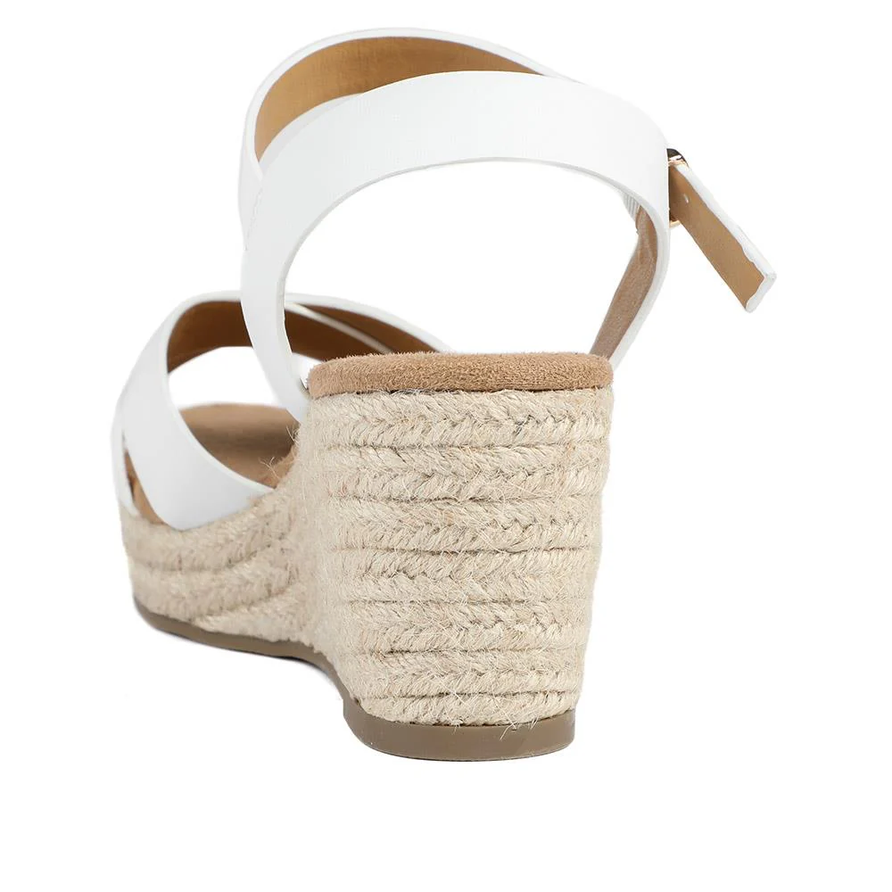 Wide Fit Espadrille Wedge Sandals - WBINS37095W / 329 258 - White - Image 4
