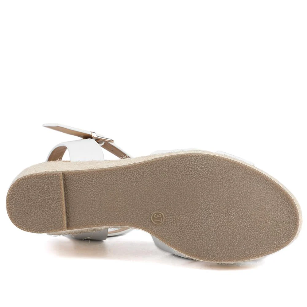 Wide Fit Espadrille Wedge Sandals - WBINS37095W / 329 258 - White - Image 6