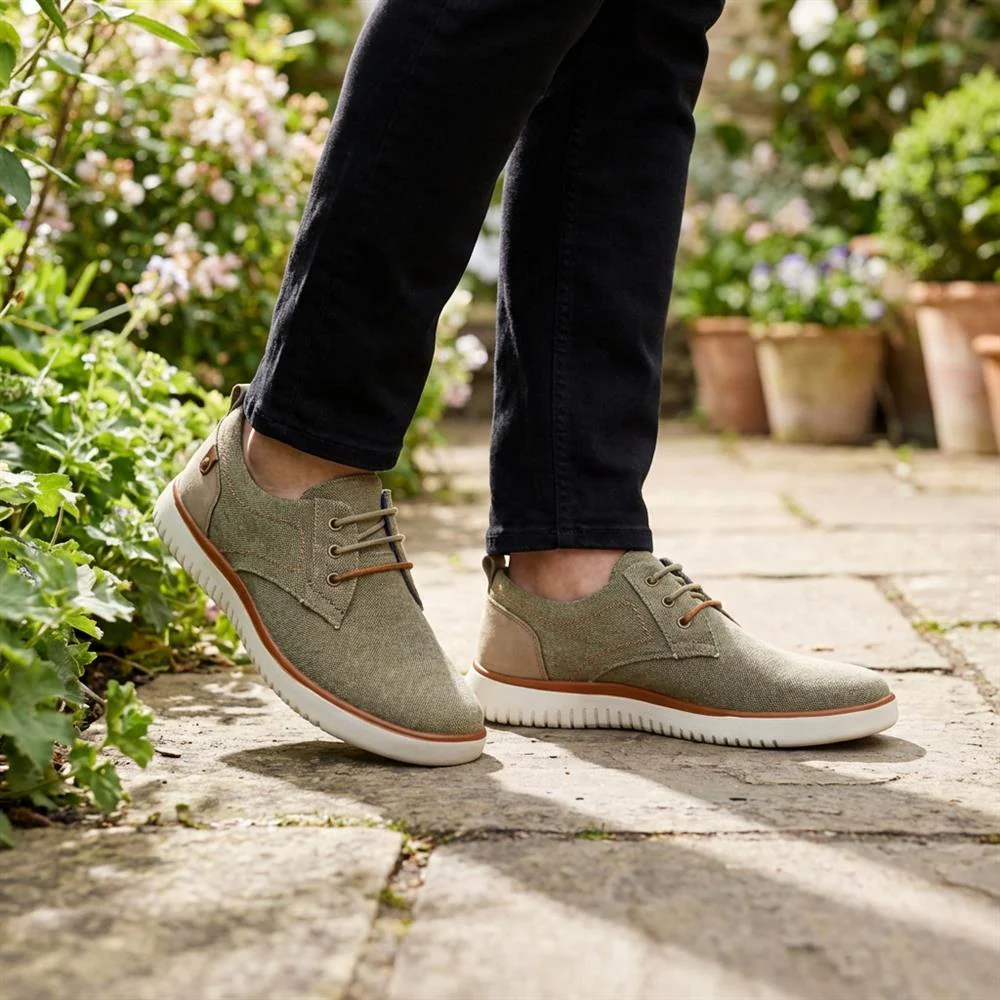 Wide-Fit Fabric Lace-Up Shoes - XINGH41004 / 327 184 - Taupe - Image 2