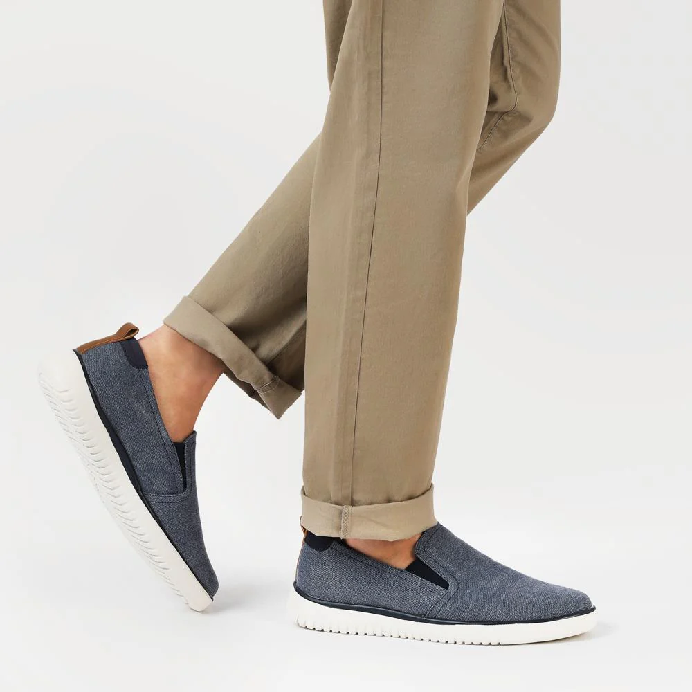 Wide-Fit Fabric Slip-On Shoes - XINGH41005 / 327 186 - Navy - Image 5