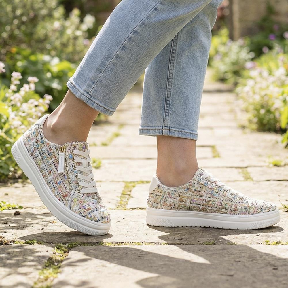 Wide Fit Fabric Zip & Lace Trainers - WBINS43027 / 328 885 - Multi - Image 2
